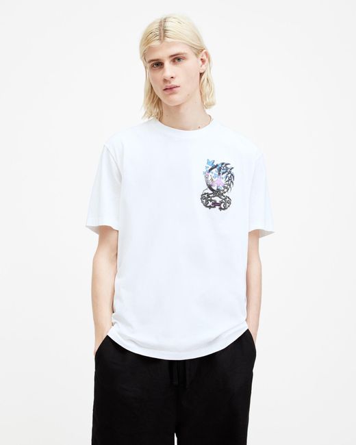 AllSaints Blue Freed Graphic Print Relaxed Fit T-shirt, for men