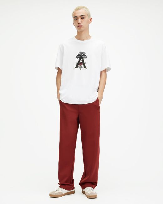 AllSaints White Wulfane Printed Relaxed Fit T-shirt for men
