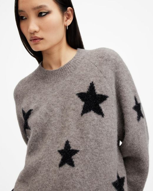 AllSaints Gray Starlet Brushed Jacquard Jumper