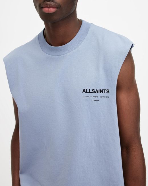AllSaints Blue Access Relaxed Fit Sleeveless Tank Top, for men