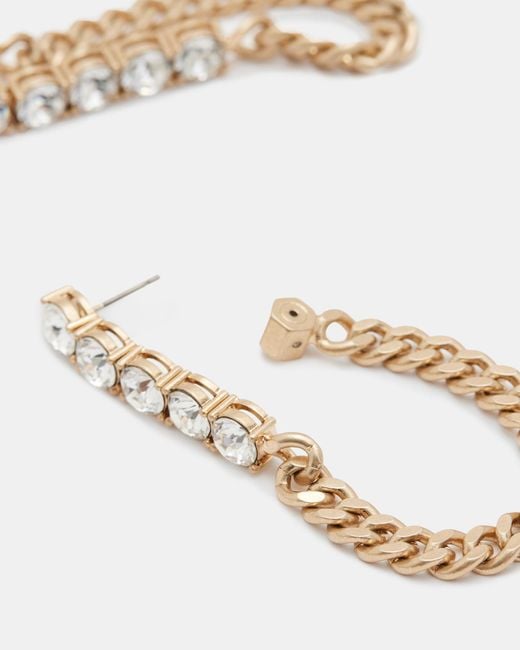 AllSaints White Delmy Crystal Curb Chain Earrings