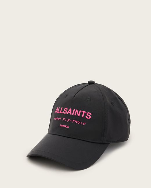 AllSaints Black Underground Nylon Logo Baseball Cap,, /Hot for men