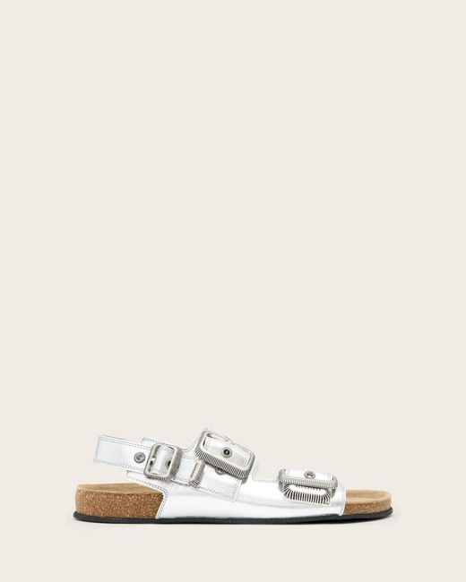 AllSaints Natural Leather Staffa Leather Buckle Sandals, Us 7/ Eu 37