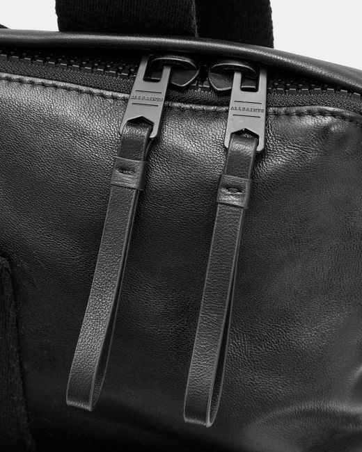 AllSaints Black Force Leather Backpack for men