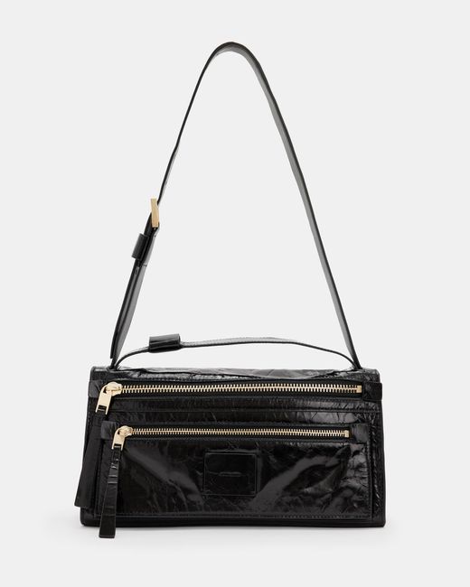 AllSaints Black Abrielle Leather Shoulder Bag