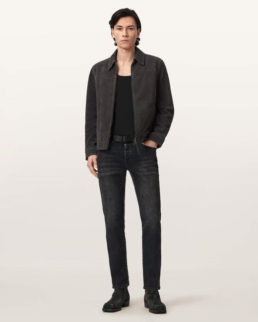 AllSaints Black Rhone Suede Jacket for men