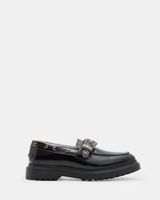 AllSaints White Hanbury Leather Western Loafers for men