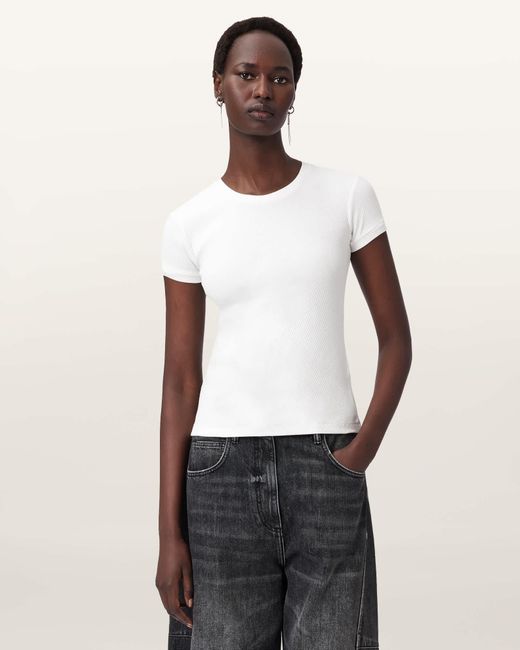 AllSaints White Gia Short Sleeve T-Shirt