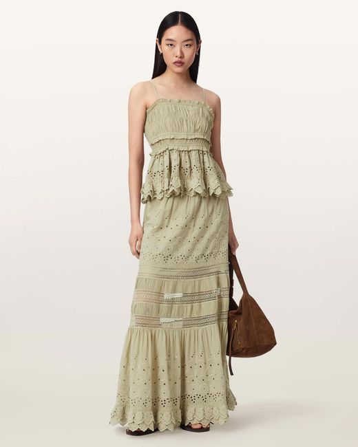 AllSaints Natural Camille Embroidered Lace Top