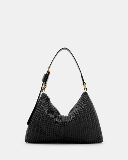 AllSaints Black Edbury Studded Leather Shoulder Bag