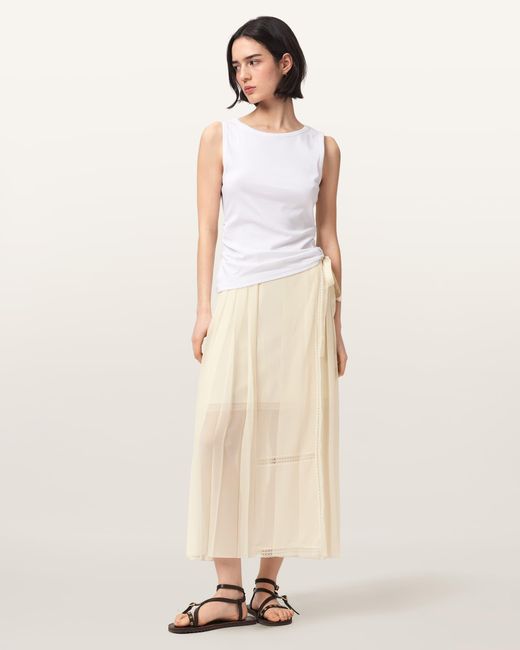 AllSaints Natural Polyester Clover Wrap Maxi Skirt, /Us 2