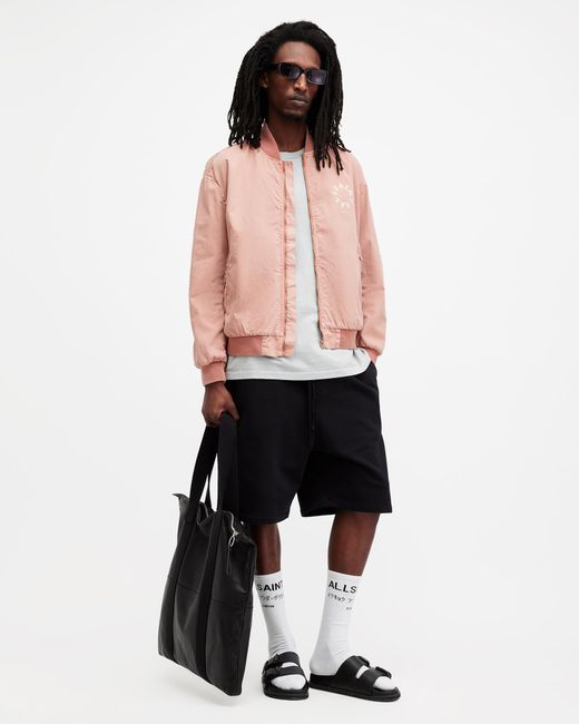 AllSaints Pink Tierra Faded Oversized Bomber Jacket for men