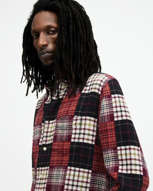 AllSaints Multicolor Patchi Patchwork Checked Relaxed Shirt for men