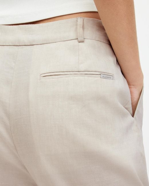 AllSaints White Whitney Linen Blend Straight Leg Pants