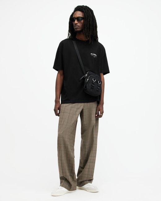 AllSaints Black Underground Oversized Crew Neck T-Shirt,, Camaleon for men