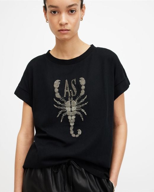 AllSaints Black Scorpion Imogen Boy Crew Neck T-shirt