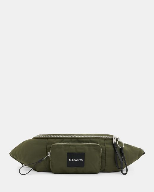 AllSaints Green Spitalfields Recyced Quilted Bum Bag for men
