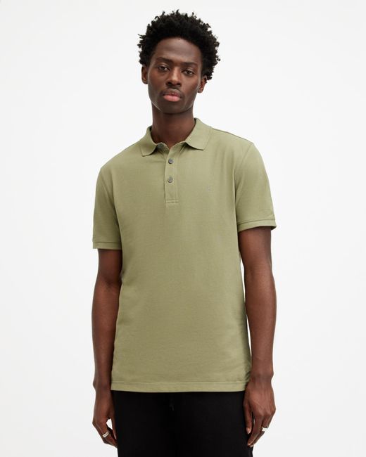 AllSaints Green Reform Short Sleeve Polo Shirts 2 Pack, for men