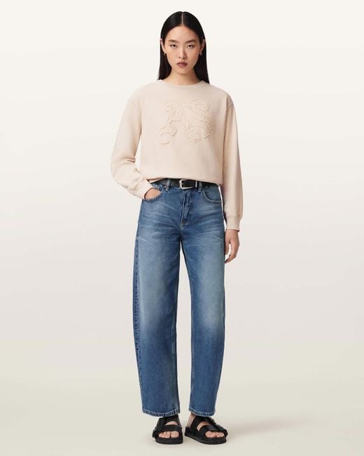 AllSaints Blue Insignia Pippa Crew Neck Sweatshirt