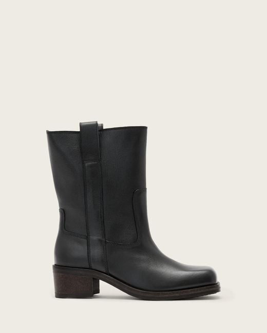 AllSaints Black Terri Leather Boots