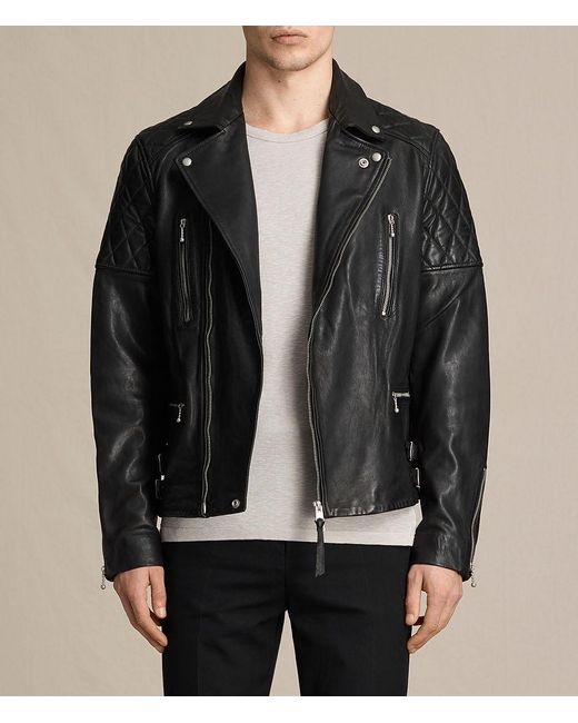 AllSaints Yuku Leather Biker Jacket for Men | Lyst