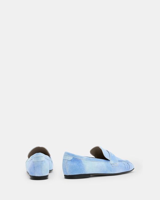 AllSaints Blue Sapphire Suede Loafer Shoes