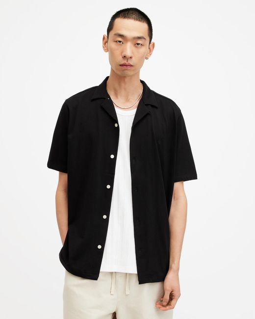 AllSaints Black Hudson Relaxed Fit Ramskull Shirt for men