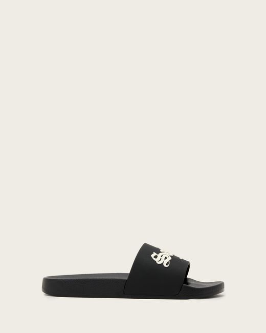 AllSaints White Rubber Saint Moulded Branded Slider, /Us 6/Eu 36