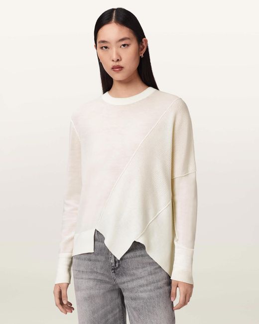 AllSaints White Isla Crew Neck Merino Sweater