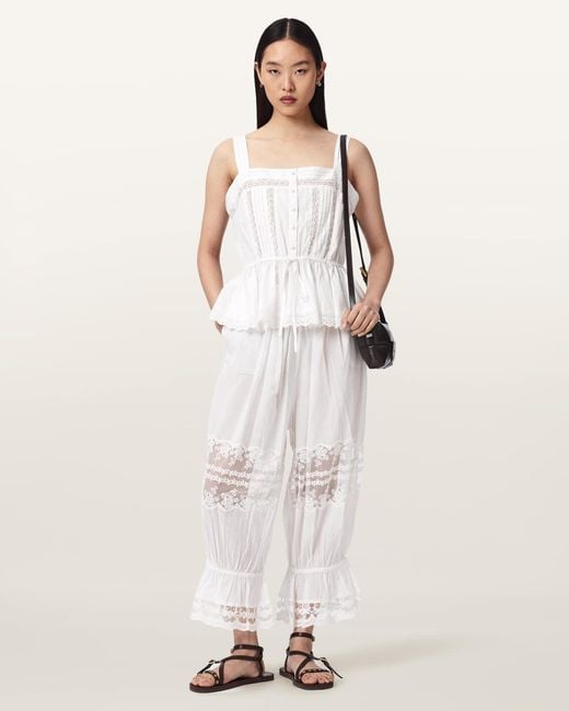 AllSaints Natural Solene Cropped Lace Trousers