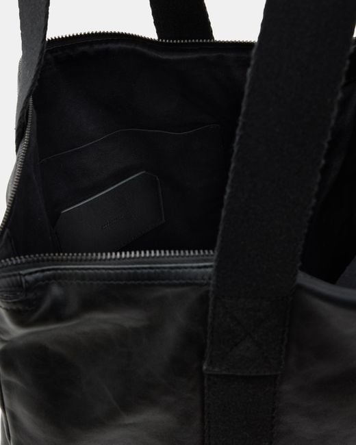 AllSaints Black Afan Leather Tote Bag for men