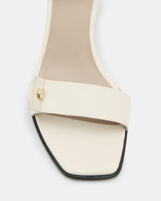 AllSaints White Gloria Screw Heeled Leather Sandals,