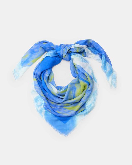 AllSaints Blue Inspiral Large Square Scarf