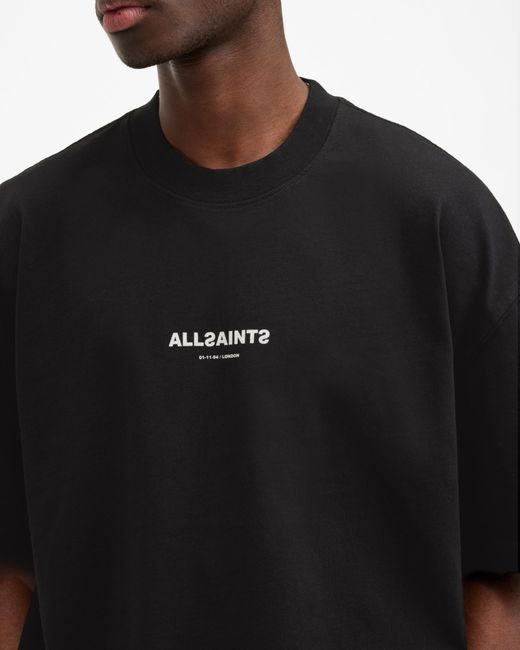 AllSaints Black Subverse Oversized Crew T-shirt for men