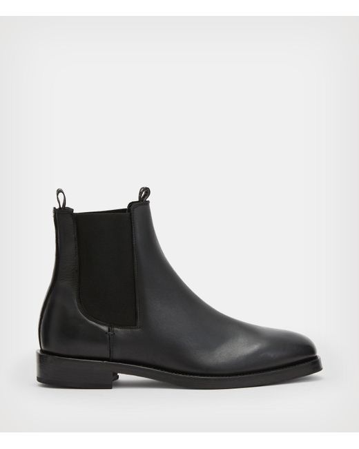 AllSaints Black Eli Leather Chelsea Boots for men