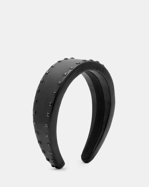 AllSaints Black Maxie Leather Studded Headband