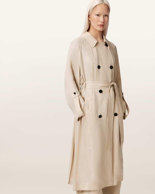 AllSaints Natural Lizie Double Breasted Trench Coat