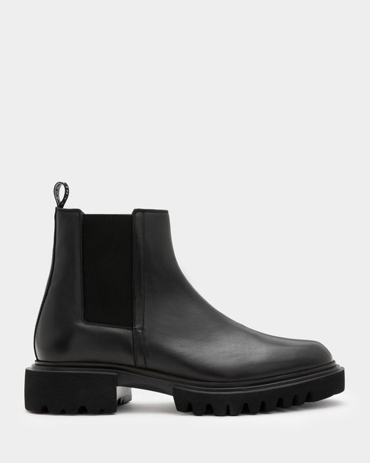 AllSaints Black Vince Chunky Leather Boots for men