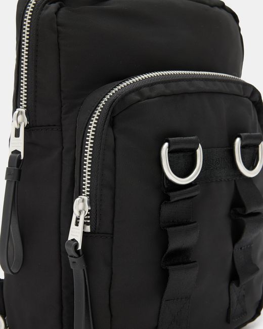 AllSaints Black Steppe Recycled Sling Crossbody Bag for men