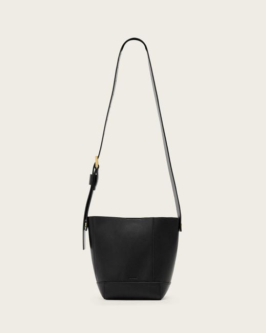 AllSaints White Alba Mini Leather Crossbody Bag