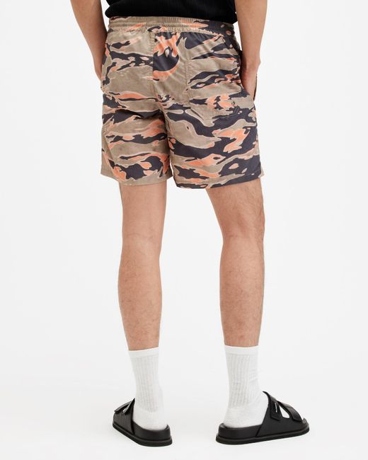 AllSaints Black Solar Camouflage Print Swim Shorts, for men