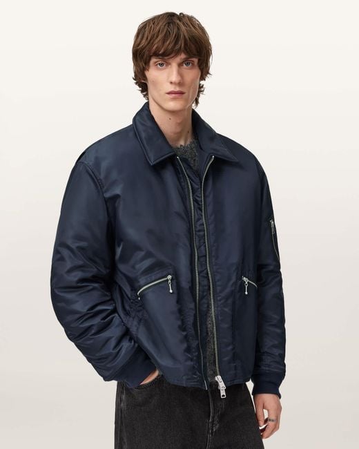 AllSaints Blue Fallon Bomber Jacket for men