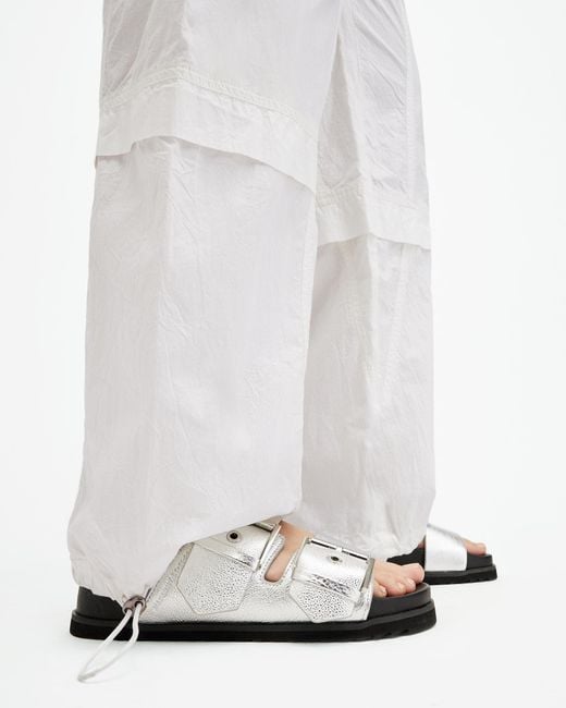 AllSaints White Barbara Adjustable Cuffed Cargo Trousers,