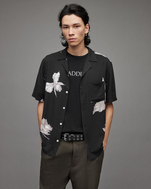 AllSaints Gray Men's Dendritic Floral Shirt for men