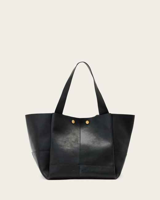 AllSaints Black Rosalie Large Leather Tote Bag