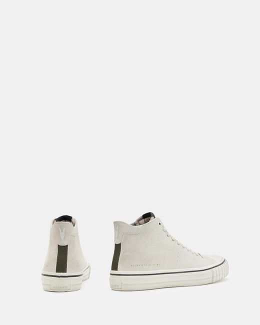 AllSaints White Lewis Lace Up Leather High Top Sneakers for men