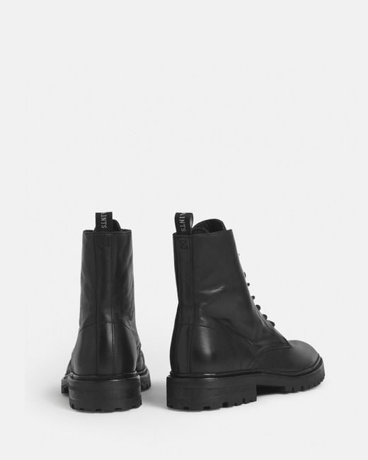 AllSaints Mens Black Tobias Lace-up Leather Ankle Boots 9 for men