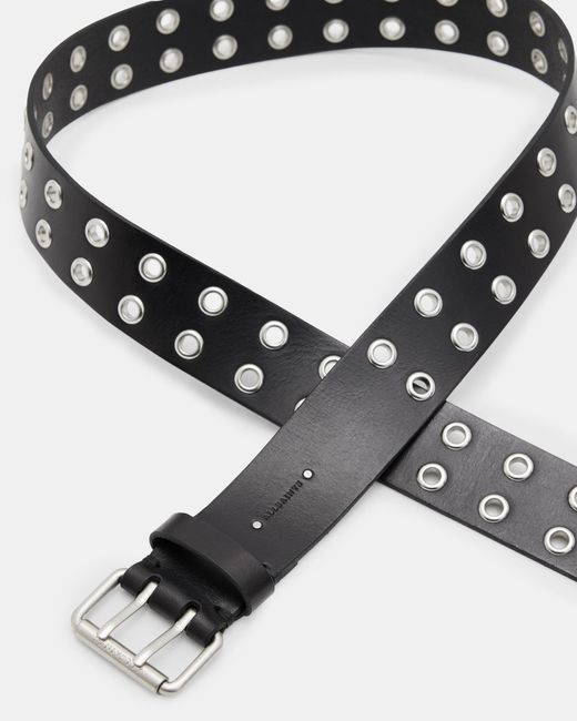 AllSaints Black Ivanna Metal Tip Leather Eyelet Belt