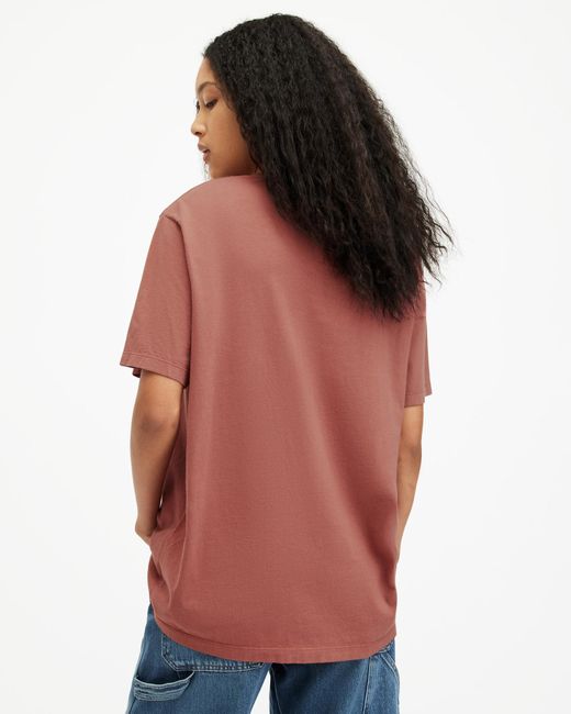 AllSaints Red Pippa Oversized Boyfriend T-shirt