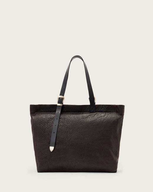 AllSaints Black Haven Leather Tote Bag for men